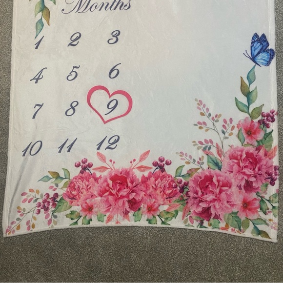 3/$12 Monthly Milestone Blanket Floral Baby Girl Pattern - Picture 2 of 5